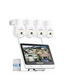 ZOSI 5MP Überwachungskamera Set Aussen WLAN mit 12" Monitor 1TB HDD, 4X WiFi 6 360° PTZ Domekameras, 2-Wege-Audio, KI Personenerkennung & Verfolgung