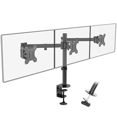PUTORSEN Monitor Tischhalterung für 3 Monitore 13"-27" LCD LED TV Bildschirme Flachbildschirm, Belastbarkeit: 7 kg/pro Monitor, neigbar 180°, schwenkbar 360°, höhenverstellbar