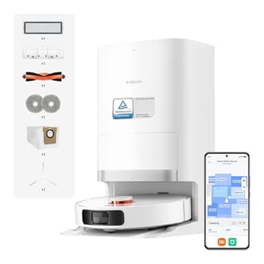 Xiaomi Robot Vacuum X20+ Saugroboter mit Absaugstation und 4L/4L Frisch- & Altwassertank - 2 rotierende, Auto-Trocknung Wischmops, Bis 280m² wischen, 6000Pa Saugkraft, LDS-Navigation, Alle Bodentypen