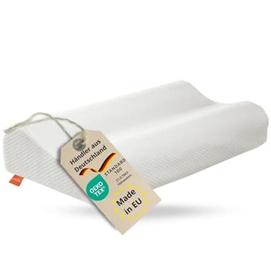 sleepling orthopädisches Nackenstützkissen 33x60 cm, Kissen gegen Nackenschmerzen, Seitenschläferkissen mit Bezug, ergonomisches Kopfkissen, Memory Foam, höhenverstellbares Nackenkissen, Made in EU