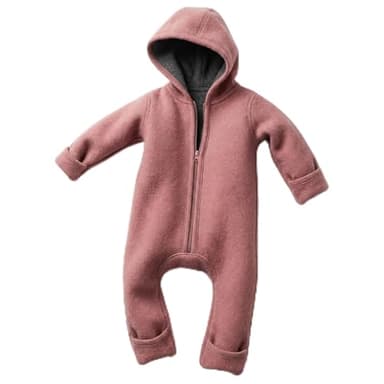 ALAVYA HOME® WALKOVERALL, Baby Wollwalk-Overalls aus Natur 100% Bio-Schurwolle Wollfleece mit Reißverschluss, Walk Woll-Anzug für Kleinkind und Baby - Pastel Rosa 62/68