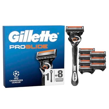 Gillette Fusion5 Proglide Rasierer Herren Nass — Inkl. 1 Gillette Nassrasierer, 8 ORIGINAL Ersatzklingen mit Neuem Everglide Gleitstreifen für Noch Sanfteres Gleiten