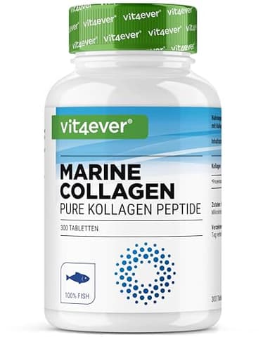 vit4ever Marine Kollagen - 300 Tabletten - 3000 mg pro Tagesportion - Premium: 100% Fisch Collagen Hydrolysat Peptide Typ 1 - Fish Collagen - Hochdosiert