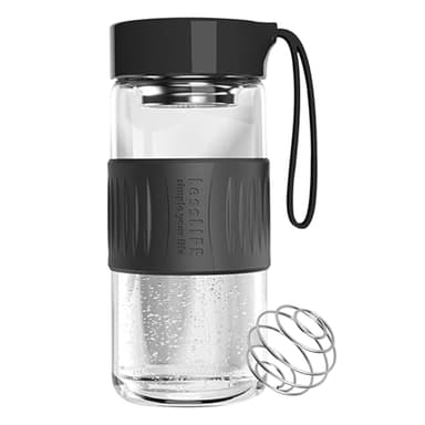 Protein Shaker 480 ml mit Integriertem Sieb, Edelstahl-Mischkugel für Perfekten Shaker Proteinshake, BPA-Frei, Auslaufsicher & Rutschfeste Silikonhülle – Ideal für Fitness, Gesundheit und Unterwegs