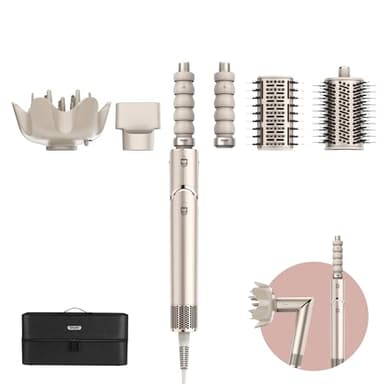 Shark FlexStyle 5-in-1 Luftstyler & Haartrockner, Auto-Wrap-Lockenaufsatz, Paddle-Bürste, Ovalbürste, Konzentrator, Diffusor, Aufbewahrungskoffer, Keine Hitzeschäden, Champagner HD446SLEU