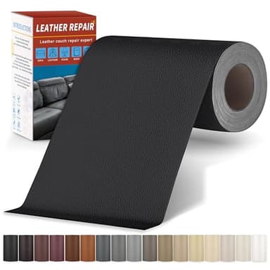 Sgooyir Leder Reparatur Set, 10x200cm Kunstleder Selbstklebend, Kunstleder Reparaturset Flicken Selbstklebend Patch für Autositze, Sofa, Jacken, couch, Möbel Schwarz