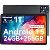 TABWEE W90 Android 15 Tablet 11 Zoll - 24GB RAM+256GB ROM, FHD Großes Display Gaming Tablet, Dual 4G LTE+5G WiFi, Octa Core T615, 8000mAh Akuu, 16MP+8MP KI Kamera, Gemini AI, WideVine L1, TÜV, GPS