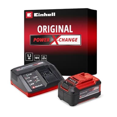 Original Einhell Starter Kit 5,2 Ah Akku und Fastcharger Power X-Change (Li-Ion, 18 V, 80 min Ladezeit, passend für alle Power X-Change Geräte)