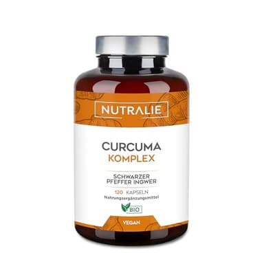 Kurkuma Kapseln - Ingwer + Pfeffer Piperin (1420mg x dosis) Curcumin und Piperin - Curcuma Komplex - 120 Kapseln - Nutralie