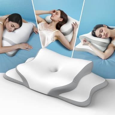 Pliera Nackenkissen Kopfkissen, Memory Foam Kissen. Nackenstützkissen, Ergonomisches Kopfkissen. Pillow Kissen für Seiten, Rücken & Bauchschläfer (1er Pack)
