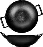 Oakfire Wok Gusseisen 36cm Groß Induktion, Grill Wok Gusseisern mit Non-Stick Patina