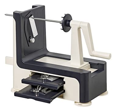 LURCH Super-Spiralschneider für Zoodles, Spaghetti & Spiralen aus Obst & Gemüse, manueller und stromloser Gemüseschneider mit 3 Klingen