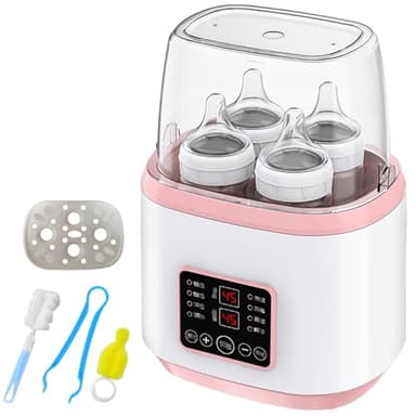 8-in-1 Flaschenwärmer Baby, Sterilisator für babyflaschen, Schnell-Flaschenwärmer Milchflaschenwärmer für Babys, Fast Babykostwärmer & Abtauung mit LCD-Display, BPA-freier Babynahrungsheizung,Rosa
