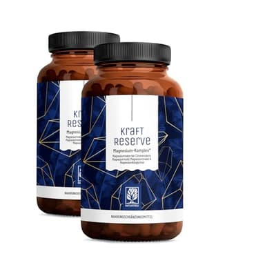 Magnesium Komplex hochdosiert - Vorteilsbundle 2er Paket - Komplex mit: Magnesiumcitrat, Bisglycinat, Magnesium Malat und Magnesiumoxid - Vegan - 360 Kapseln