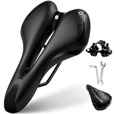 SPGOOD Fahrradsattel Herren Damen Bequemer Breit Weich Gel Ergonomisch Fahrrad Sattel mit überzug & Schraubenschlüssel für Mountainbike MTB Trekking Rennrad Heimtrainer E-Bike Fahrradsitz 27 * 16cm