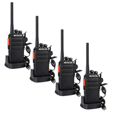 Retevis RT24 Plus Funkgeräte, PMR Walkie Talkie Erwachsene, 16 Kanäle IPx4 Wetterschutz Handfunkgerät Professionell, Lizenzfrei Walkie Talkie 4er Set mit Headset(4 Stück, Schwarz)