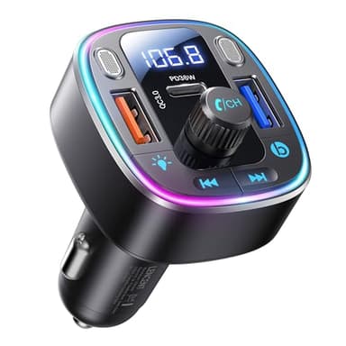 LENCENT FM Transmitter Auto Bluetooth 5.4, 54 W Auto Bluetooth Adapter, Dual USB-Anschlüsse Schnellladung (PD 36W & QC3.0), Musik Adapter, Freisprecheinrichtungen, Dual Mikrofone & USB-Stick