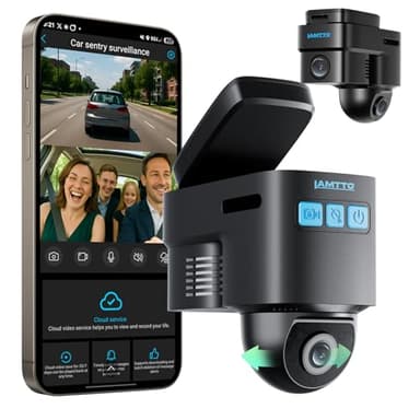 LAMTTO 4G LTE Sicherheitskamera für Auto Diebstahl, GPS Tracker für Sicheres Fahren, Überwachungskamera mit Sofortigen Alarmen,Cloud-Speicher, Fern-Live-Ansicht, Dashcam für Flotten & Familien