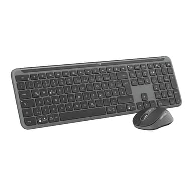 Logitech MK950 Signature Slim kabelloses Tastatur-Maus-Set, schlankes Design, leise tippen, Wechsel zwischen DREI Geräten, Bluetooth, mehrere Betriebssysteme, Windows, Mac, DEU QWERTZ-Layout, Graphit