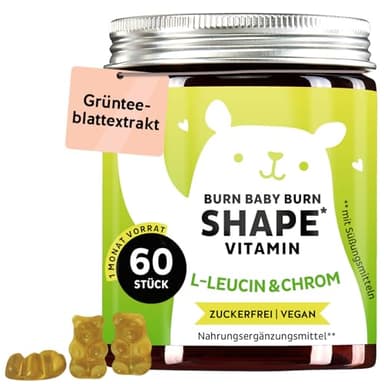 Nährstoff-Komplex Gummies – Burn Baby Burn Shape Gummies mit Chrom, Biotin, Zink, L-Leucin & Grüntee-Extrakt – 60 Stück (1 Monatsversorgung), Vegan, Zuckerfrei, Bears With Benefits