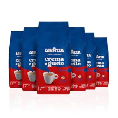 Lavazza, Crema e Gusto Classico Roasted Coffee Beans with Spicy Aroma Notes, Ideal for Espresso, Arabica and Robusta Coffee Beans, Intensity 7/10, Dark Roast, 6 Pack of 1 kg