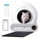 RMAN Selbstreinigende Katzentoilette Katzenklo Elektrisches mit Müllbeutel und Matte Große Kapazität/App-Steuerung/Smart Health/Sicherer Alert/für Mehrere Katzen