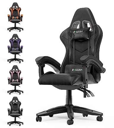 bigzzia Gaming-Stuhl-Ergonomisch,Gamer-Stühle,Pc Stuhl,Computerstuhl, Gaming Chair,Atmungsaktiver Bürostuhl Mit Kopfkissen Und Armlehnen