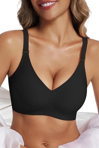 Vtelor BH Damen Ohne Bügel Push Up BH Große Brüste Starker Halt Bügelloser Seamless Nahtloser BHS Tiefer V-Ausschnitt Soft Tshirt Schlaf Bra Bequem Klassische Bustier Gepolstert Bralette Ohne Buegel