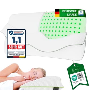 Limarmo Orthopädisches Nackenstützkissen für 80x40, 800x400 mm, viscoelastisches Kissen, Visco Kopfkissen, Kissen, Nackenkissen Memory-Schaum, Viscoschaum, Schlafen,weiß (710 x 420 x 130 mm)