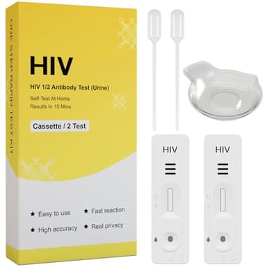 HIV Urin Selbsttest 2 Stück – HIV Heimtest für Zuhause – Über 99% Genauigkeit – Ergebnis in 15 Min – Einfache Anwendung & Diskrete Nutzung