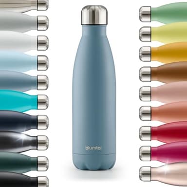 Blumtal Trinkflasche 750 ml Edelstahl - auslaufsichere Isolierflasche - BPA-freie Trinkflasche kalt & warm - doppelwandige Insulated Bottle - rostbeständige Isolierflasche Dove Grey - Grau-Blau