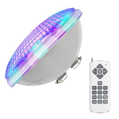 Monsing Schwimmbadleuchten PAR56 40W 12V LED Poolbeleuchtung Einhänge Unterwasser ersatz 300W Halogen Scheinwerfer (40W RGB)