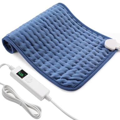Heizkissen mit Abschaltautomatik, 30x60 cm Wärmekissen Elektrische mit 4-Stunden-Timer und 6 Heizstufen, Heating Pad mit Digitaler Fernbedienung, Waschmaschinenfest Heizkissen Rücken Blau