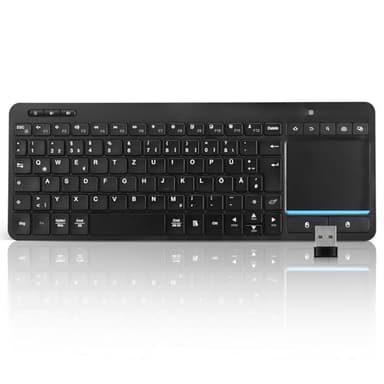 Bnnwa Kabellose Bluetooth-Tastatur mit Touchpad, kabellose TV-Tastatur mit Multi-Touch-Trackpad, unterstützt 3 Geräte für TV, Windows, Android, Chrome OS, Laptop, Tablet(2.4G+BT)