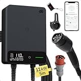 dé Typ 2 Wallbox 11kW mit APP und RFID, 6-16A 3-Phasen EV-Ladegerät 400V mit 5m Ladekabel und Kabelhalter für BEV/PHEV, RCD Typ-B & IP54-Schutz, effiziente Ladestation für Zuhause, schwarz