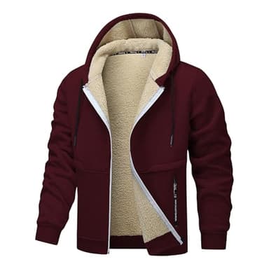 Generisch Winterjacke Herren Winterjacke Herren Gefütterte Jacke Mit Männer Mantel Mit Reißverschluss Herren Outdoorjacke Wärmende Jacke Mantel Wintermantel (Red, M)