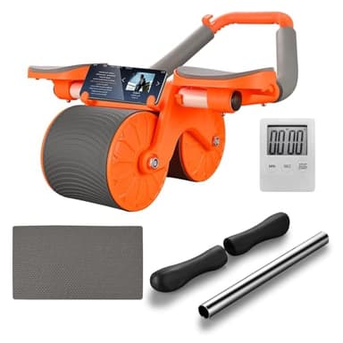 Chihope Automatische Rebound-Bauchroller, 2 in 1 ab Roller Bauchtrainer, Bauchmuskeltrainer Rollenrad für Core Trainer für Fitness zu Hause, Neues Rumpfkraft-Trainingsrad bauchrad mit Zeit und Matte