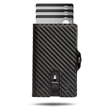 SLIMJACK Smart Wallet mit Münzfach - Kreditkartenetui mit RFID-Schutz - Geldbeutel für Herren - Aluminium-Kartenhalter - Smart Wallet für Karten & Münzen - Carbon Stil