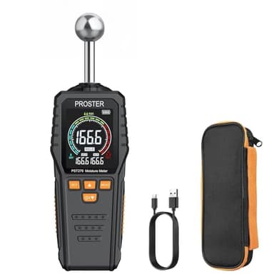 Proster Feuchtigkeitsmessgerät Wand Kugelform Sphärisches wiederaufladbares Feuchtemessgerät Mauerwerk mit LCD Bildschirm für Wände Mauerwerk 0-40mm Analysetiefe für Wand Holz Mauerwerk Beton