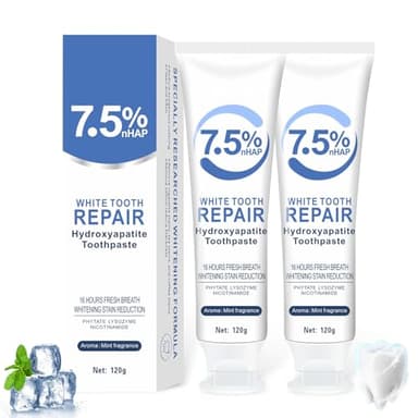 120g*2 Hydroxylapatit Zahnpasta, 2 Stück Hydroxyapatite Toothpaste, Fluoridfreie Zahnschmelzreparatur Zahnpasta, Schützt Den Zahnschmelz, Linderung von Zahnempfindlichkeit