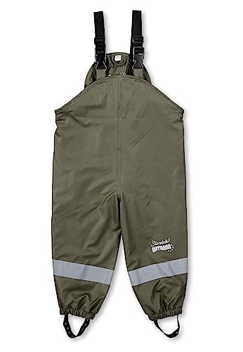 Sterntaler Kleinkind Unisex Regenhose Kinder Träger Regenträgerhose gefüttert - Wasserdicht mit Druckknopf und verschweißten Nähten - dunkelgrün, 92