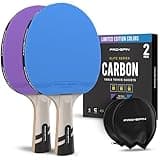 PRO SPIN Tischtennisschläger – Limited Edition ITTF Color | Premium-Kohlefaser-Tischtennisschläger | Profi-Qualität | 7-lagige Klinge, Pro Gummi, 2 mm Schwamm (2 Stück blau/violett)