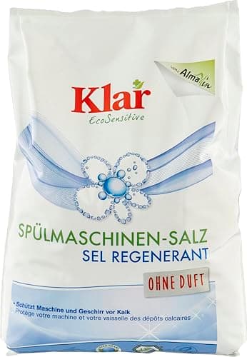 Klar Spülmaschinensalz, Geschirrspülsalz 2x2kg, ohne Duft, Kalkschutz für alle Spülmaschinen, Regeneriersalz, vegan