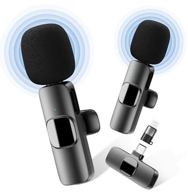 YRF Mikrofon für iPhone Android Handy, Kabelloses Lavalier Mikrofon, Plug&Play mini mikrofon 2,4GHz, USB-C&Lightning, Clip Mikrofon für Videoaufnahmen, TikTok, Vlogging, Interviews&Online-Unterricht