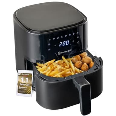 Sommertal HF400 – Kompakter Airfryer Heißluftfritteuse 4L, XXL Power mit 1500W, Digital & Spülmaschinenfest, 8 Programme, BPA-frei, Air Fryer klein für 1–4 Personen