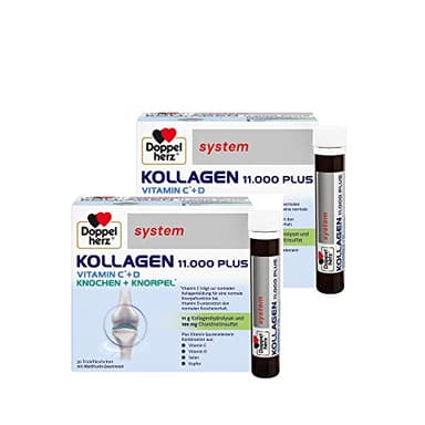 Doppelherz system KOLLAGEN 11.000 PLUS – Mit Nährstoffen, die zur Gesundheit des Bewegungsapparates und zum Zellschutz beitragen – 2x 30 Trinkfläschchen