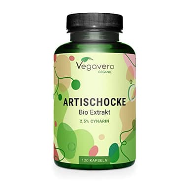 Bio Artischocken Kapseln Hochdosiert | 40.000 mg Pulver äquivalent (20:1) | 2,5% Cynarin | Rohstoff aus Frankreich | Laborgeprüft | Ohne Zusatzstoffe | Deutsche Produktion Vegavero