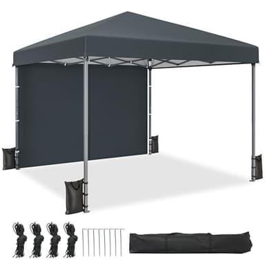 DWVO Pavillon Faltpavillon, Faltbarer Stabil Pop up Wetterfester Gartenpavillon mit Schutz, höhenverstellbar für alle Jahreszeiten ideal für Märkte Pool Wasserdicht und robust 3x3M Grau