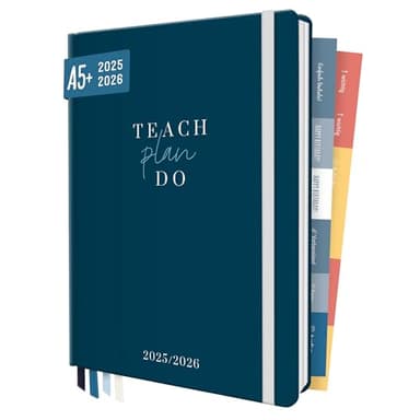 Häfft® Lehrer-Planer 2025/2026 A5 + "Blue" Hardcover Lehrerkalender/Schuljahresplaner mit 236 Seiten, Stickern und mehr - nachhaltig & klimafreundlich