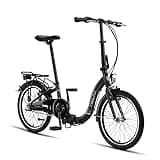 PACTO Seven - Hollandrad Hochwertiges Klappfahrrad 27cm Aluminiumrahmen Bike 20 Zoll Aluminiumräder Bicycle, 3 Speed Shimano Gänge Faltrad Klapprad Fahrrad Klappfahrrad Für Erwachsene Schwarz